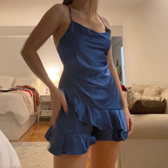 Princess Polly Dresses & Skirts - Blue silk romper/dress